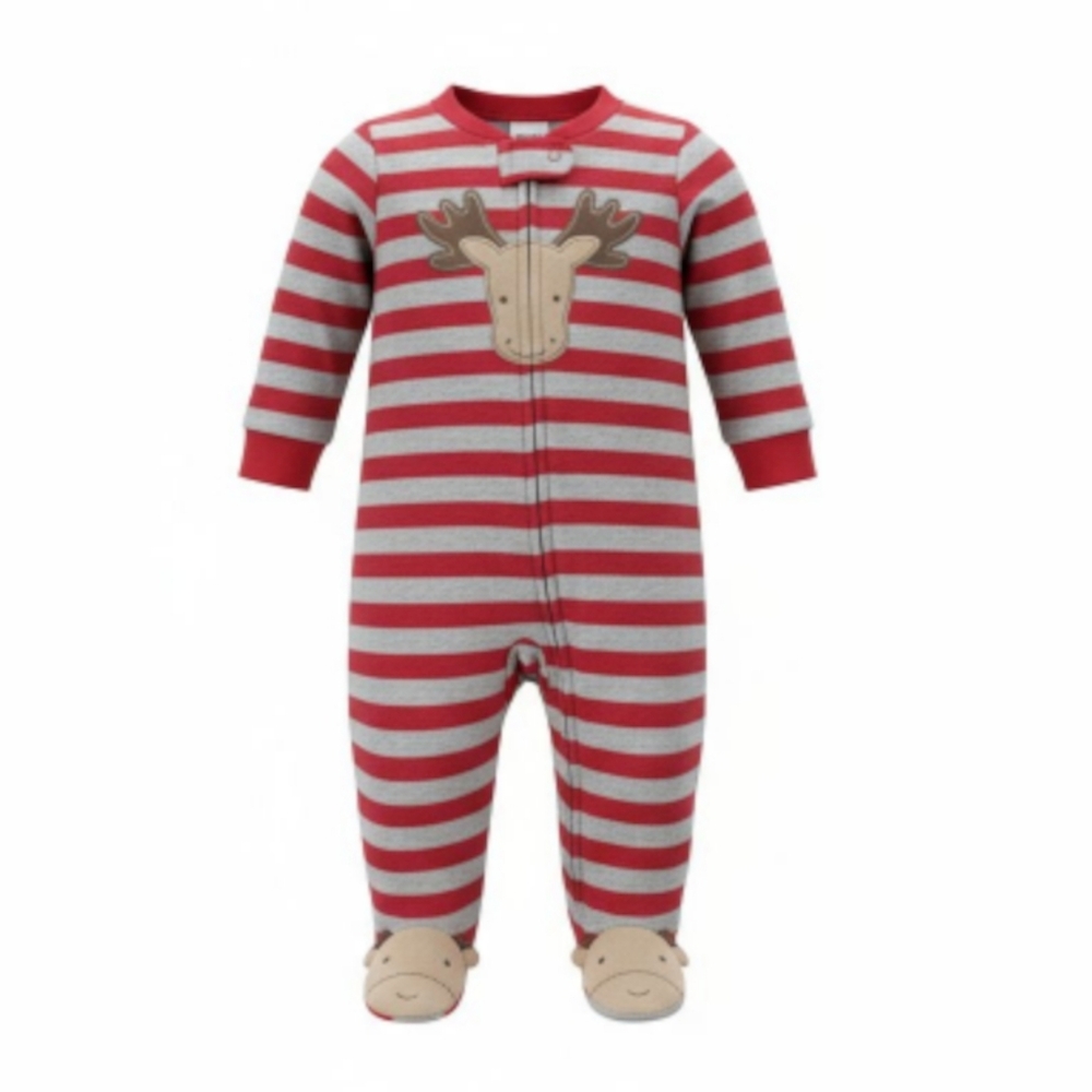 Carter's Child of Mine Reindeer Velour footed Sleeper Size 6-9 Months - Picture 1 of 7
